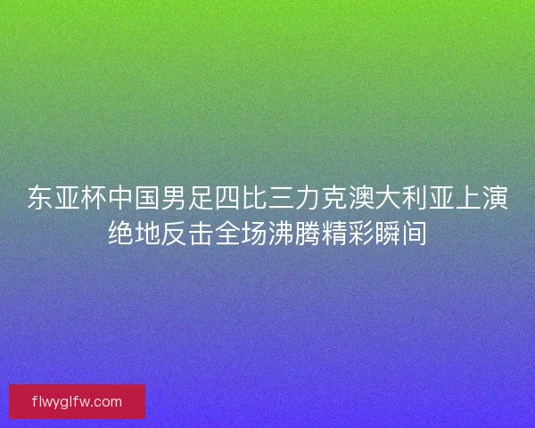 东亚杯中国男足四比三力克澳大利亚上演绝地反击全场沸腾精彩瞬间