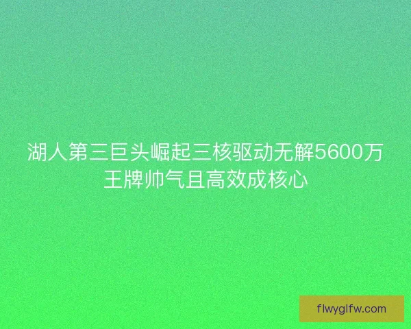 湖人第三巨头崛起三核驱动无解5600万王牌帅气且高效成核心