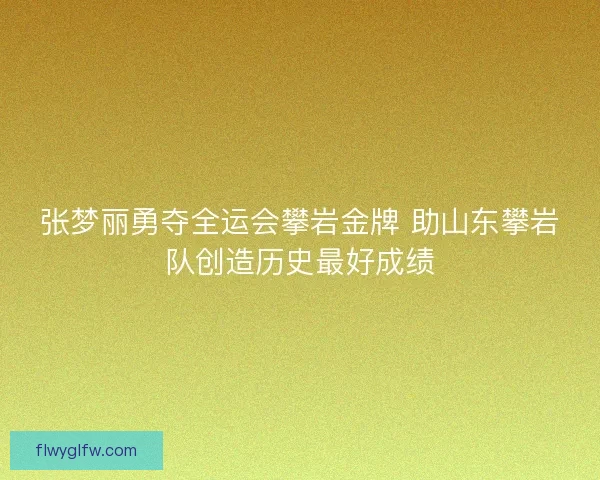 张梦丽勇夺全运会攀岩金牌 助山东攀岩队创造历史最好成绩
